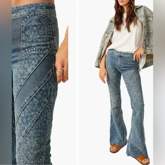 We The Free Denim - Free People We The Free Mermaid Mid-Rise Flare Jean in the Low Tide wash